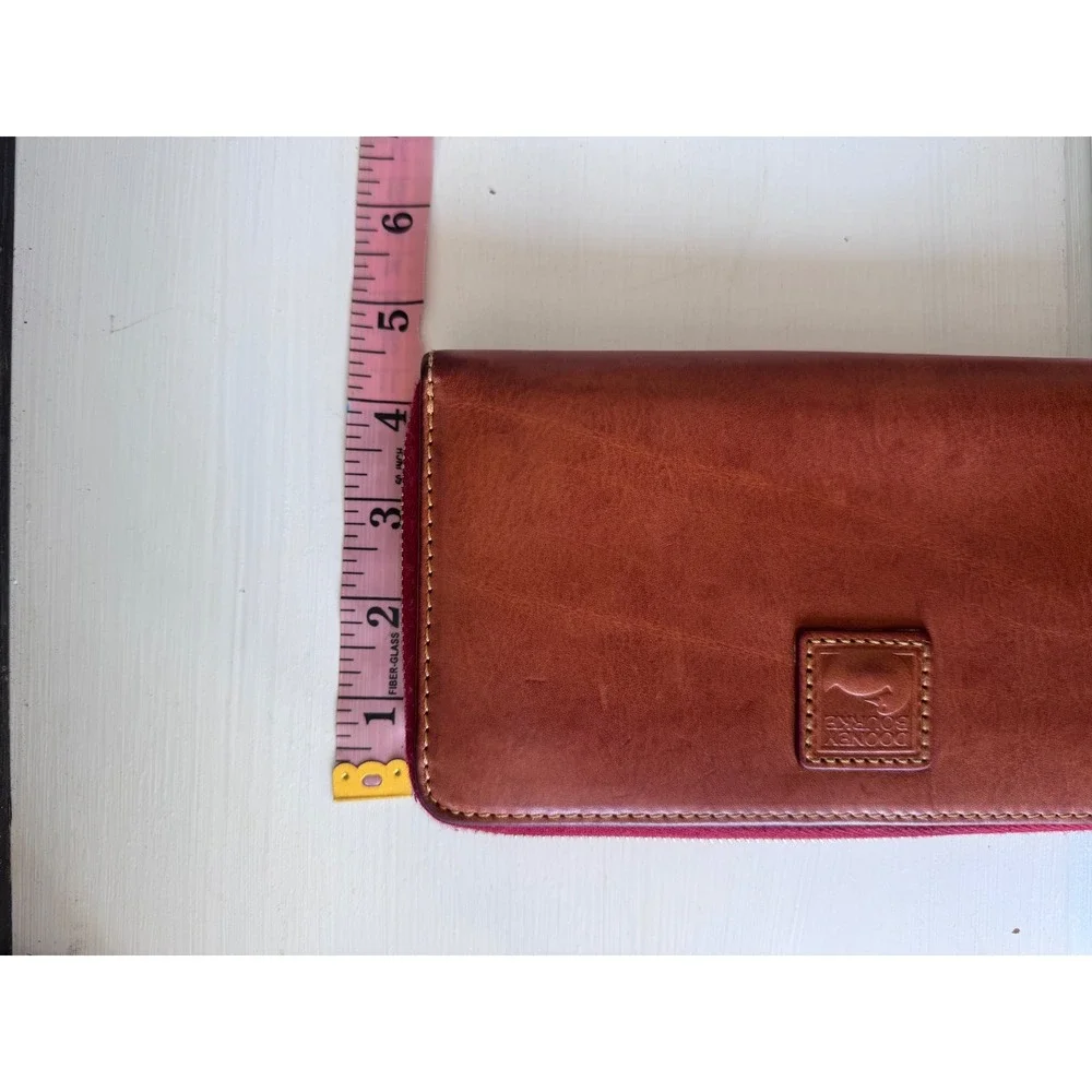 Dooney & Bourke Florentine Folded Zip Wristlet Cognac Leather Wallet